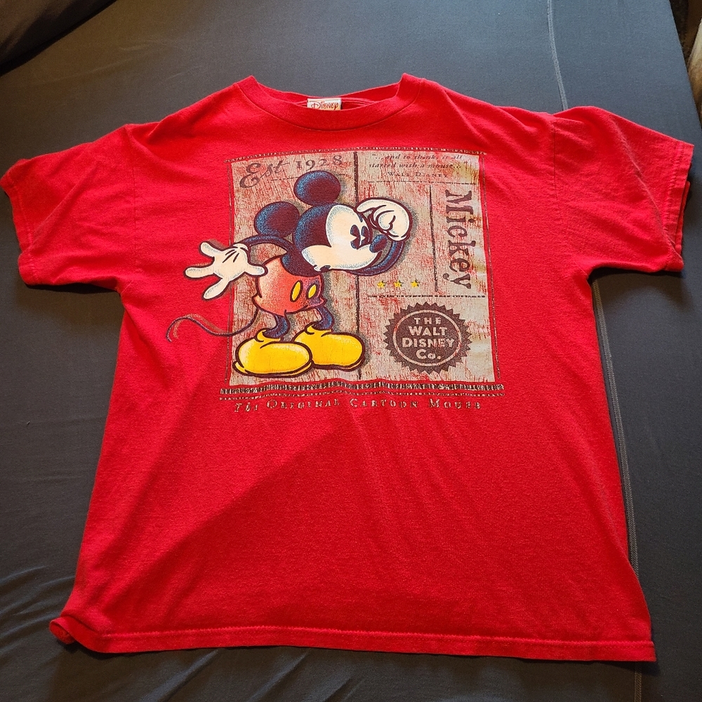 Vintage Disney Shopping Red Mickey Mouse Shirt